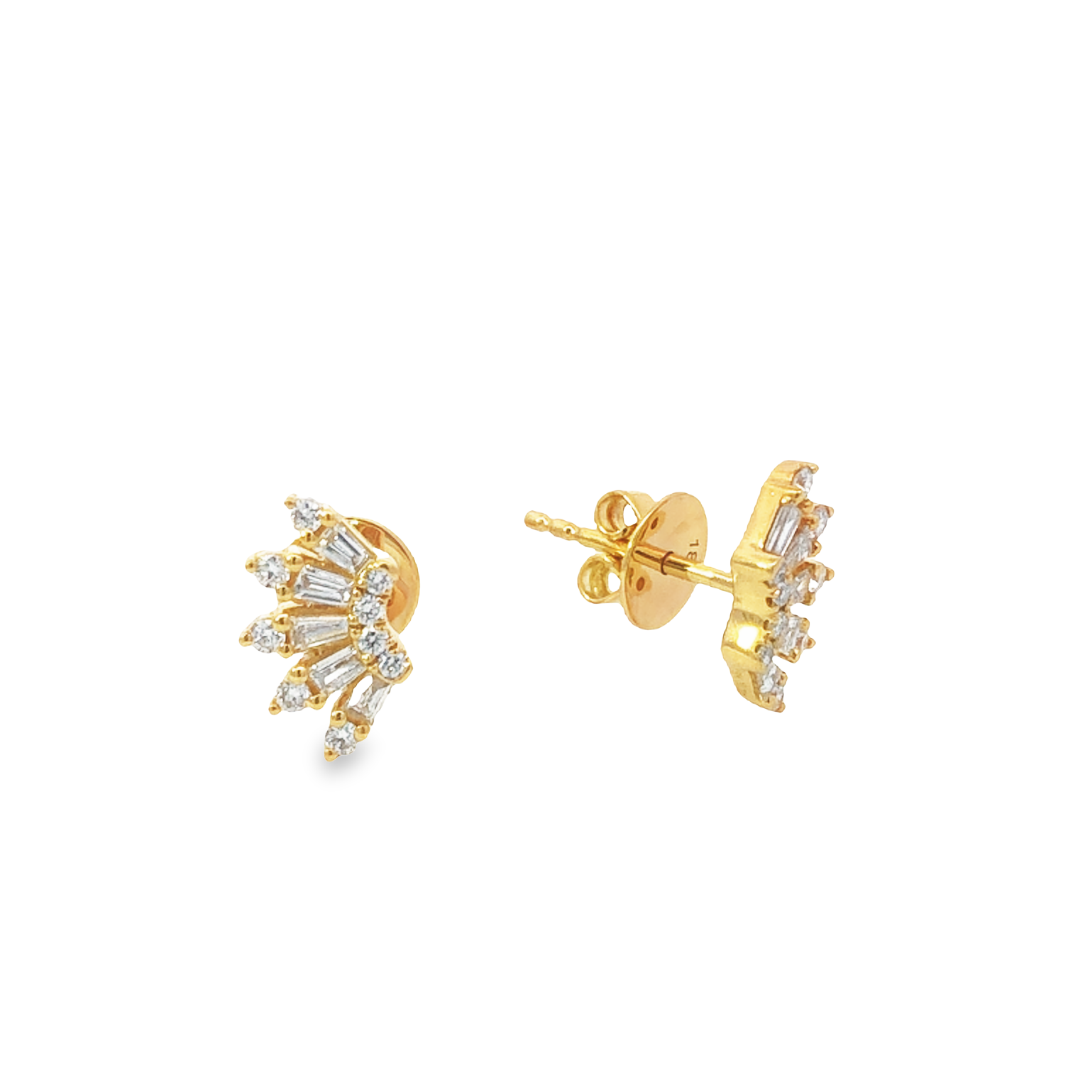 18K Yellow Gold Diamond Cluster Earrings