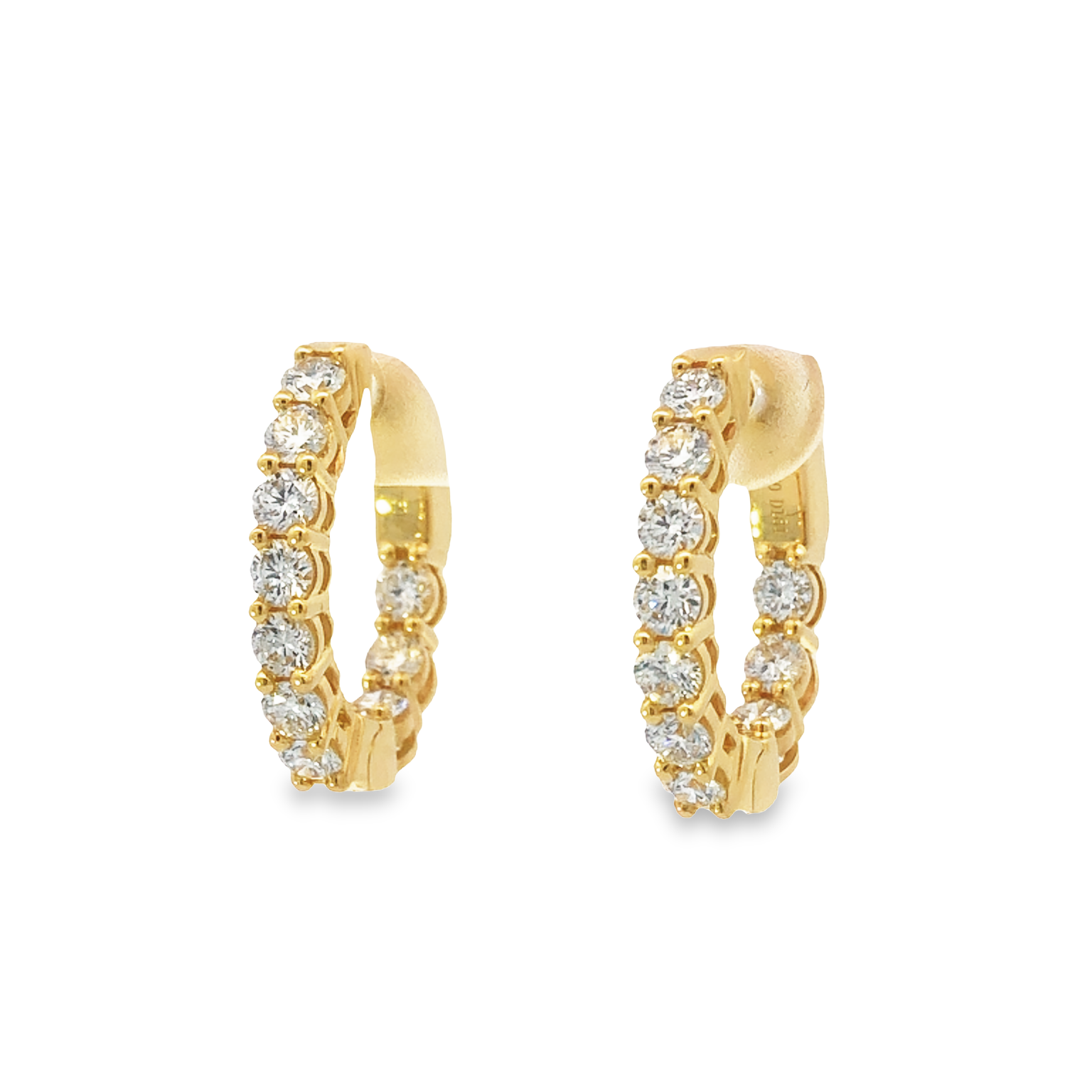 18K Yellow Gold Diamond Hoop Earrings