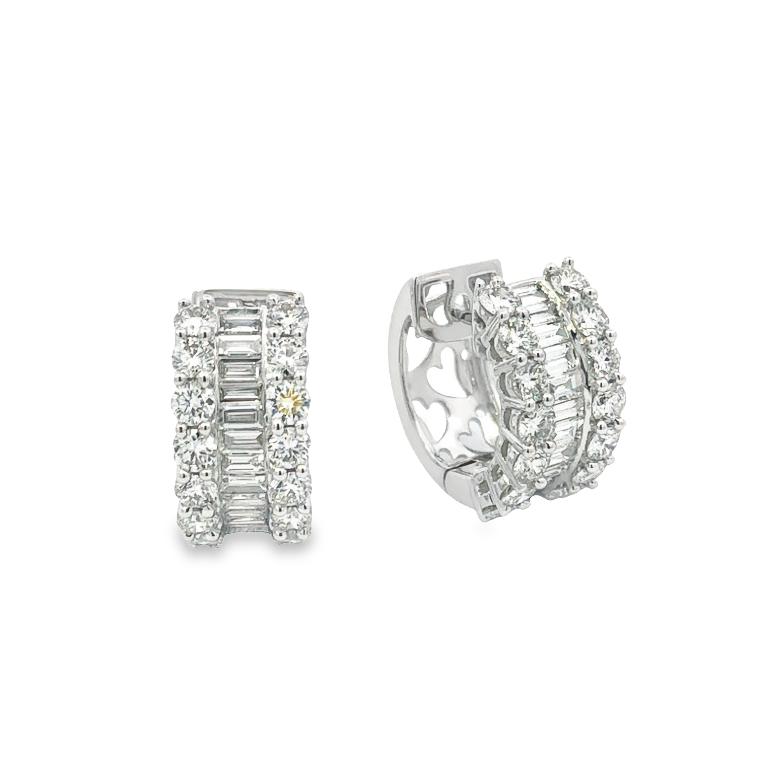 18K White Gold Diamond Huggie Earrings