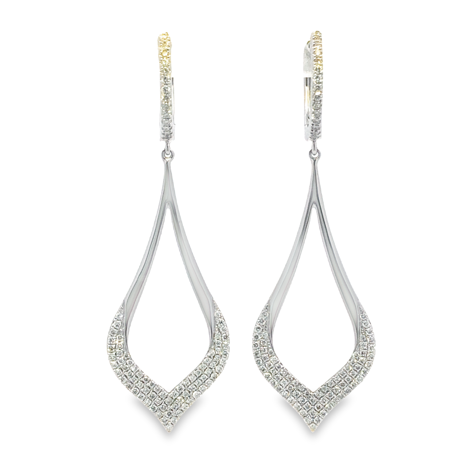 18K White Gold Dangling Diamond Earrings