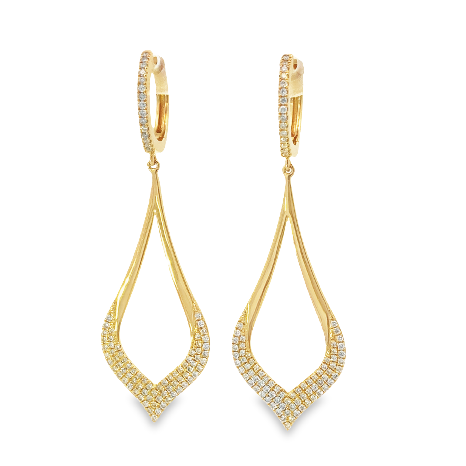 18K Yellow Gold Dangling Diamond Earrings