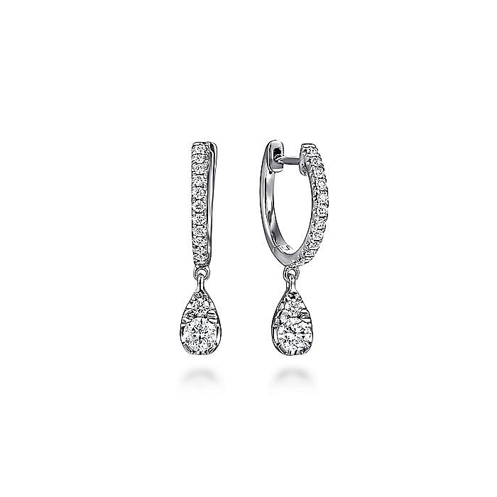 Gabriel & Co. 14K White Gold Diamond Huggie Drop Earrings