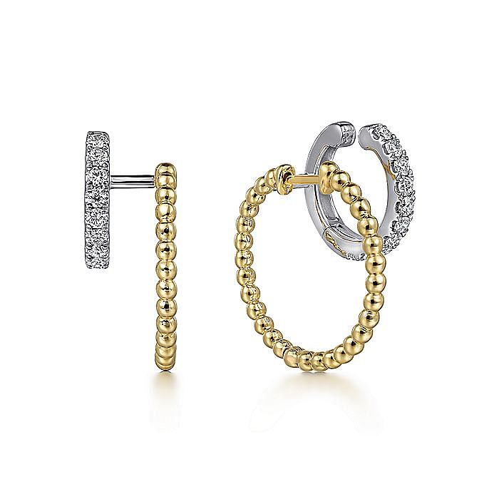 Gabriel & Co 14K Yellow and White Gold Diamond Earrings