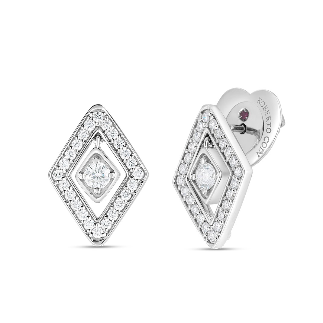 Roberto Coin 18K White Gold Diamante Diamond Stud Earrings