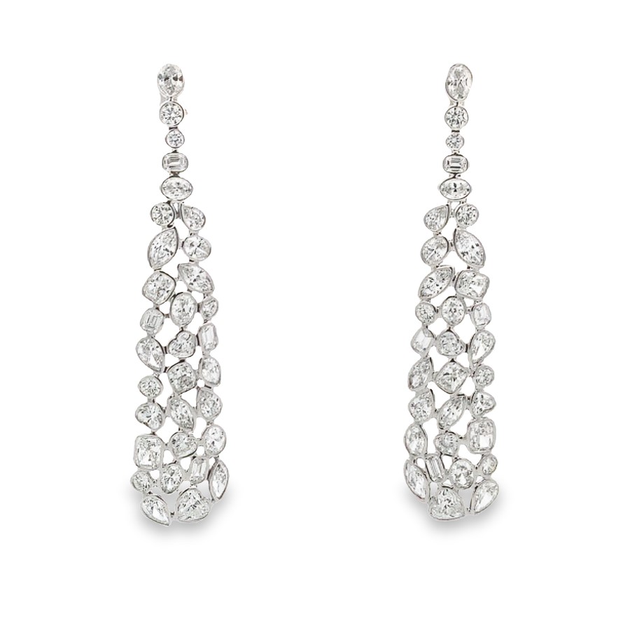 Norman Silverman 18K White Gold Multi-Shape Dangling Earrings