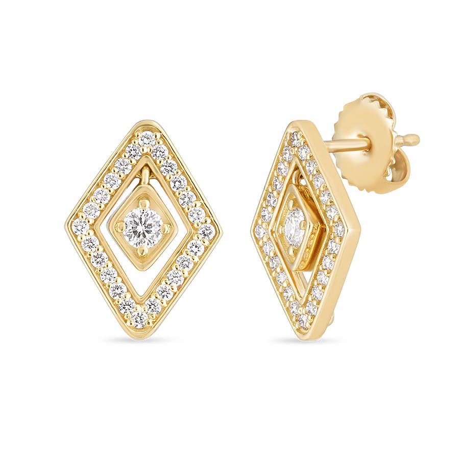 Roberto Coin 18K Yellow Gold Diamante Diamond Stud Earrings