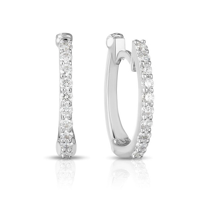 Roberto Coin 18K White Gold Pave Diamond Huggy Earrings