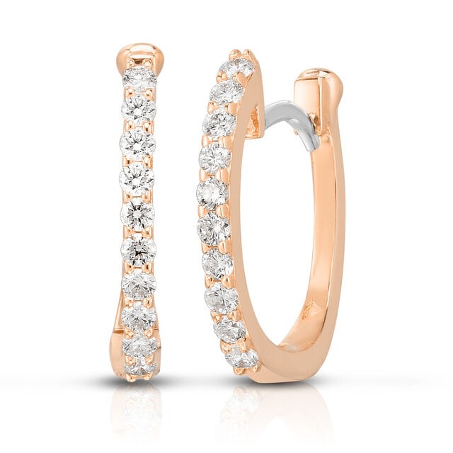 Roberto Coin 18K Rose Gold Pave Diamond Huggy Earrings