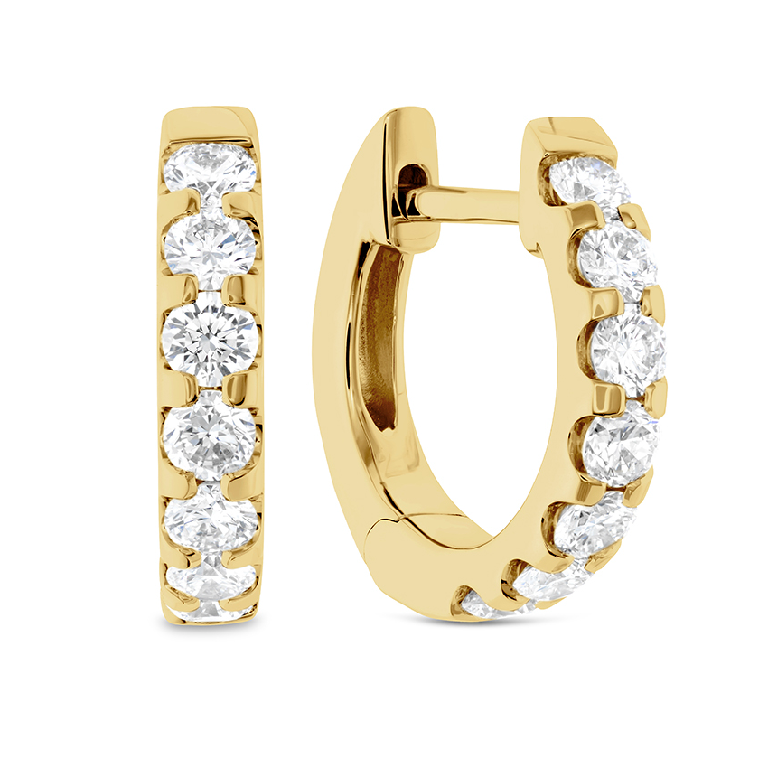 Memoire 18K Yellow Gold Odessa Diamond Huggie Earrings