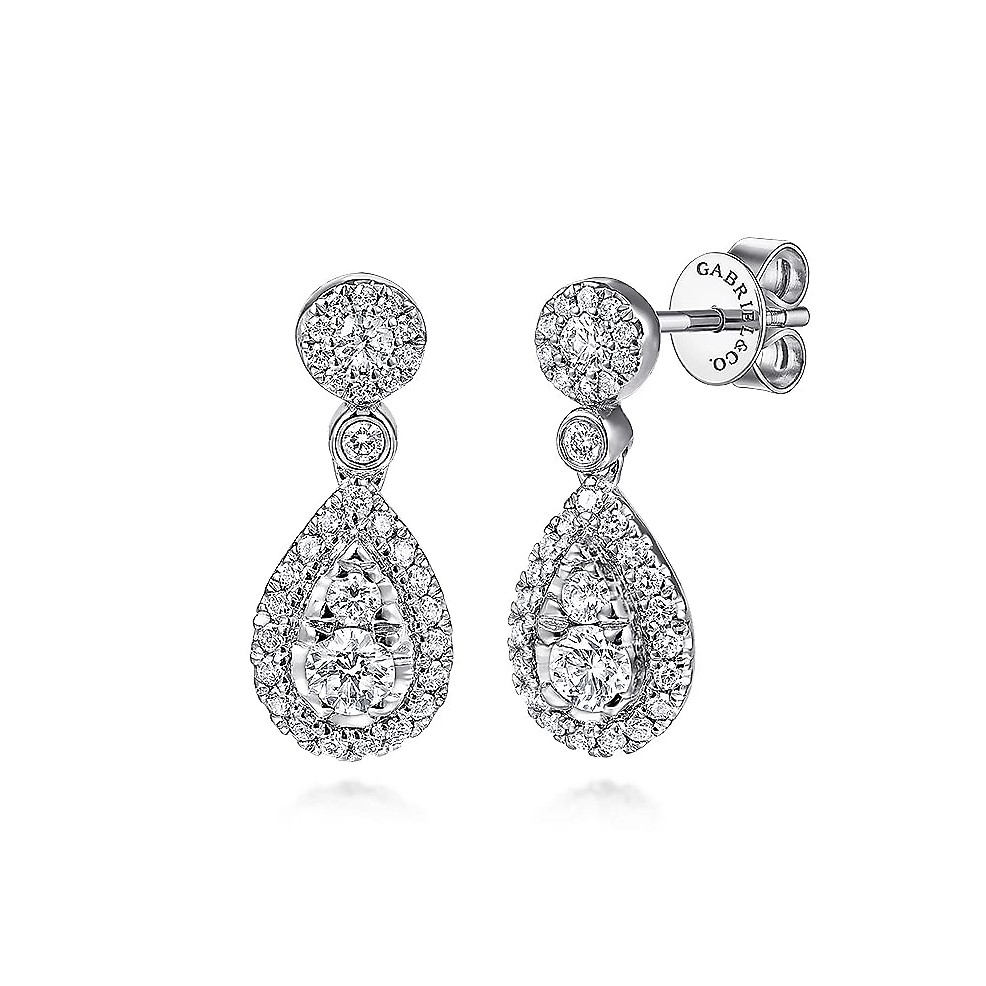 Gabriel & Co. 14K White Gold Diamond Pear Shape Drop Earrings