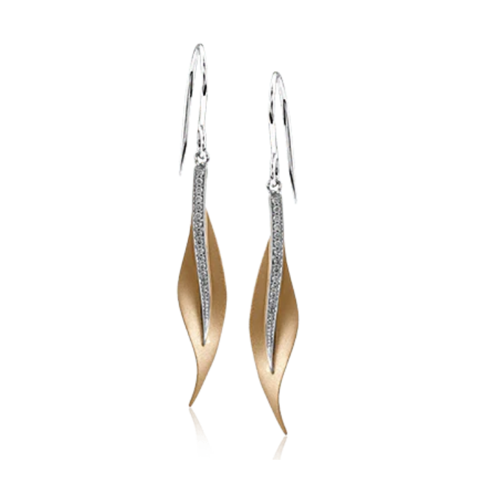 Simon G. 18K White & Yellow Gold Diamond Fallen Leaves Drop Earrings