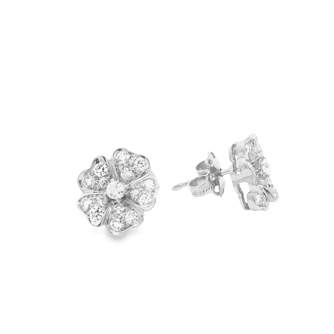 Leo Pizzo 18K White Gold Diamond Flower Earrings
