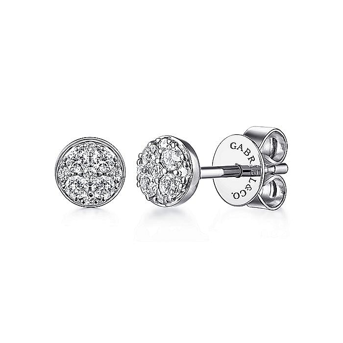 Gabriel & Co. 14K White Gold Classic Round Cluster Diamond Stud Earrings