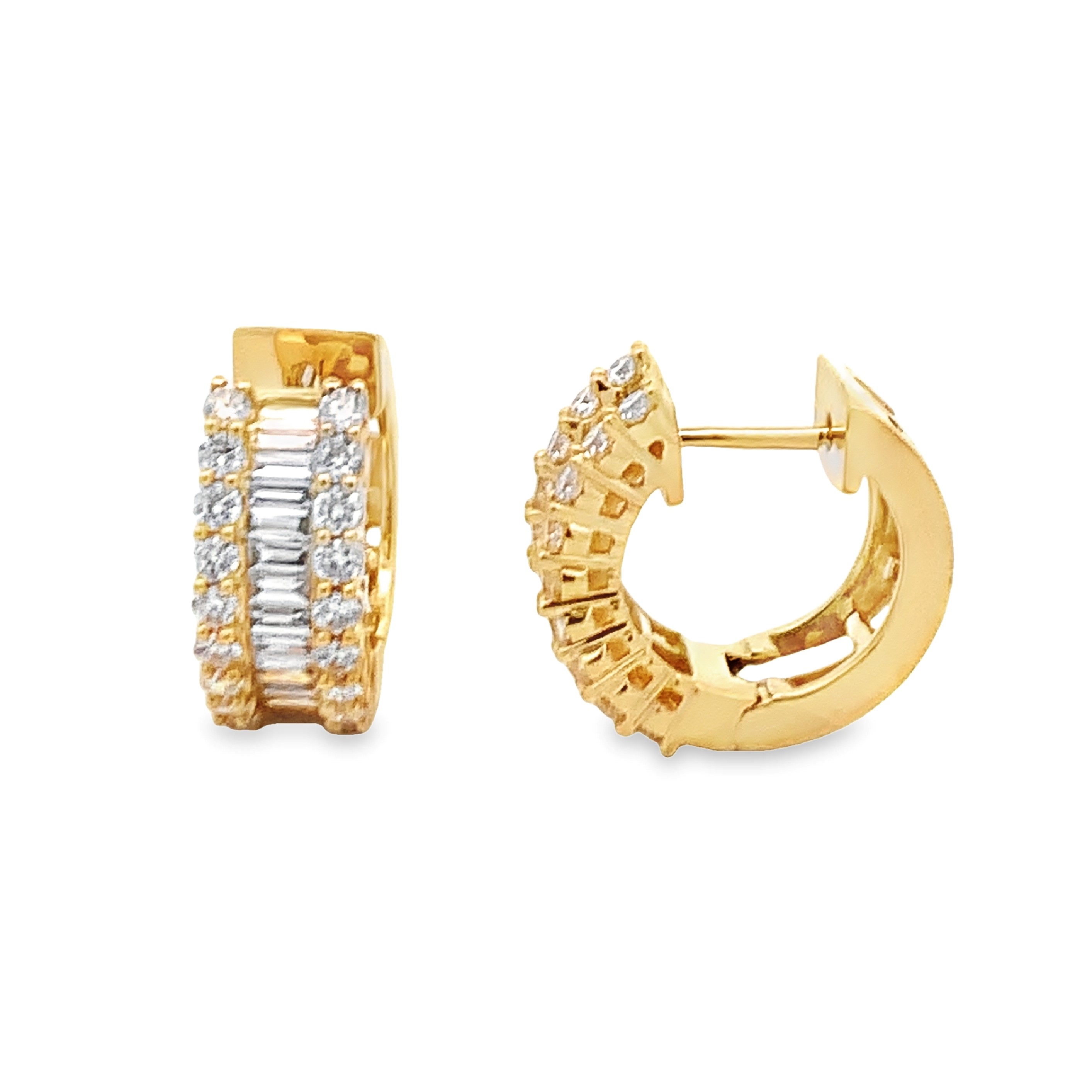 18K Yellow Gold Diamond Huggie Earrings
