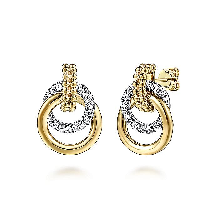 Gabriel & Co. 14K White & Yellow Gold Bujukan Diamond Earrings
