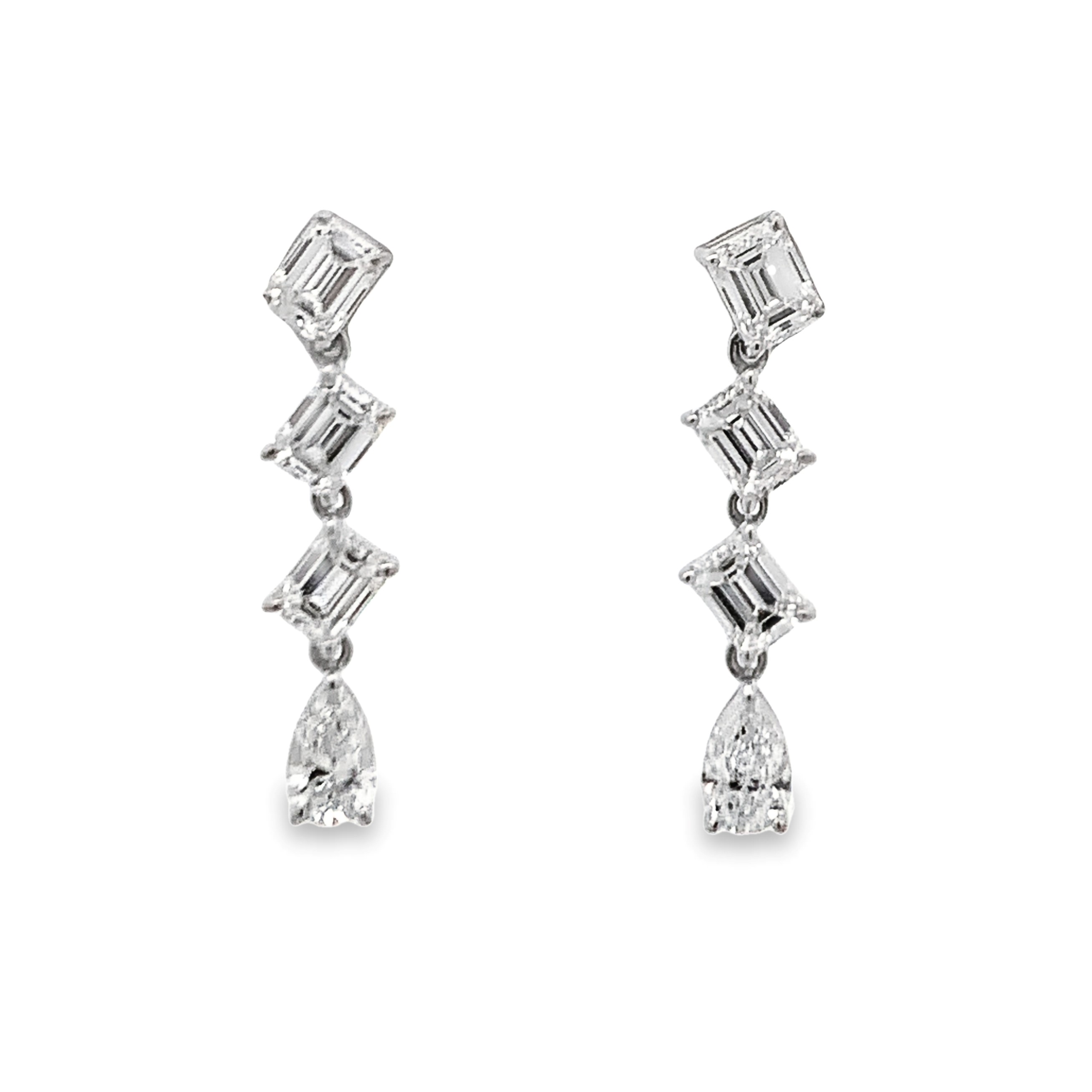 Norman Silverman 18K White Gold Diamond Dangling Earrings