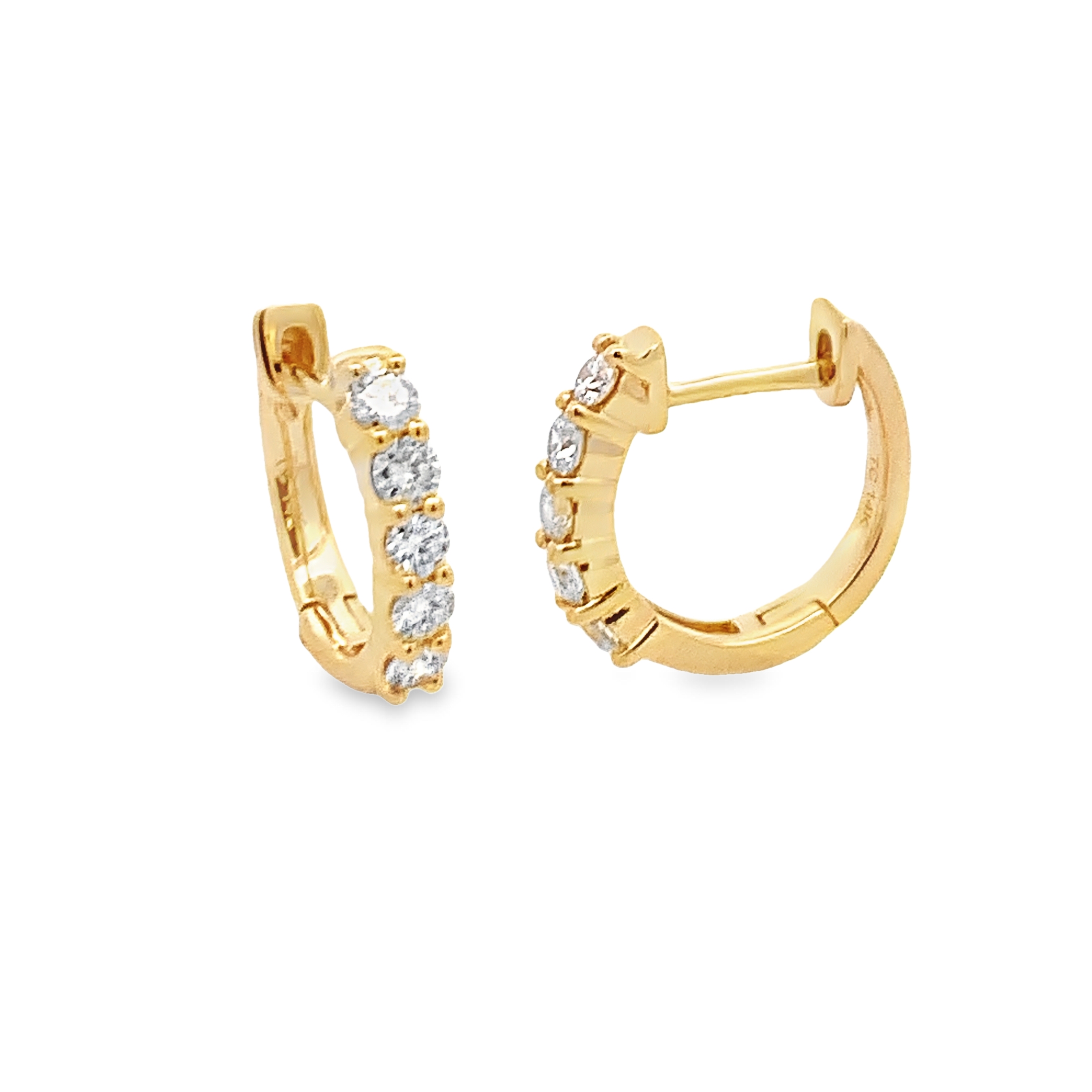 14K Yellow Gold Diamond Huggies