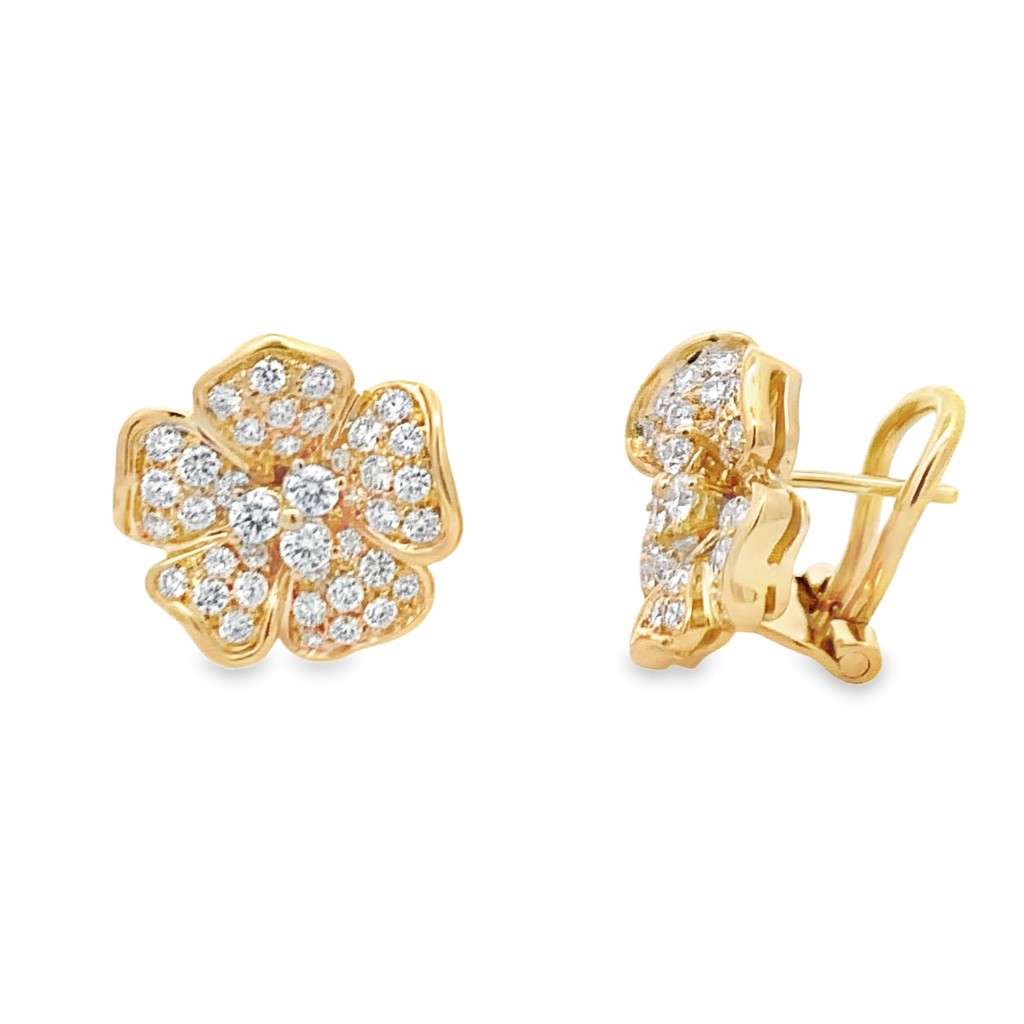 Leo Pizzo 18K Yellow Gold Diamond Flower Earrings