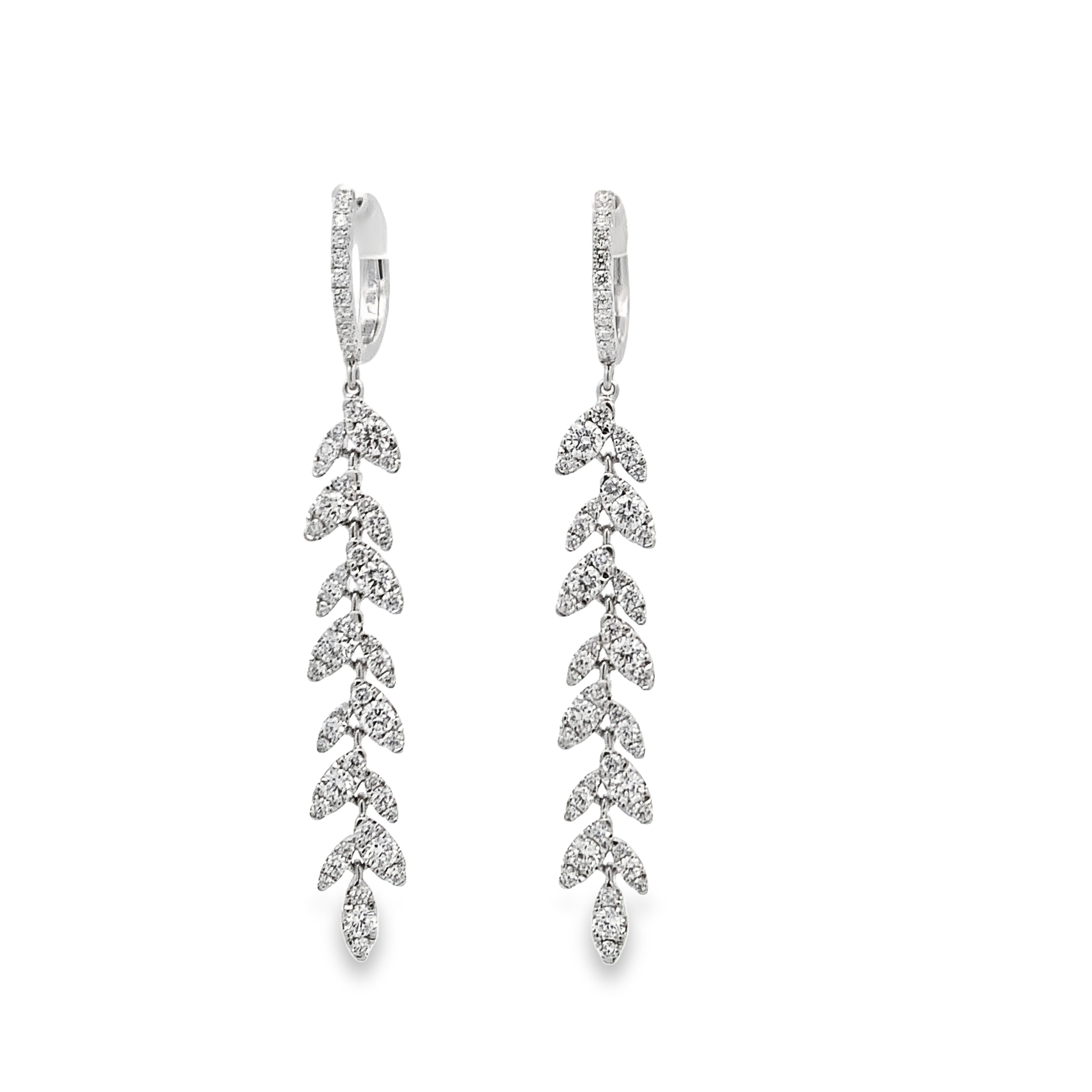 Simon G. 18K White Gold Diamond Dangling Leaves Earrings