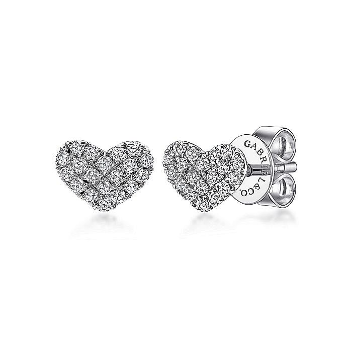 Gabriel & Co. 14K White Gold Heart Shaped Diamond Stud Earrings