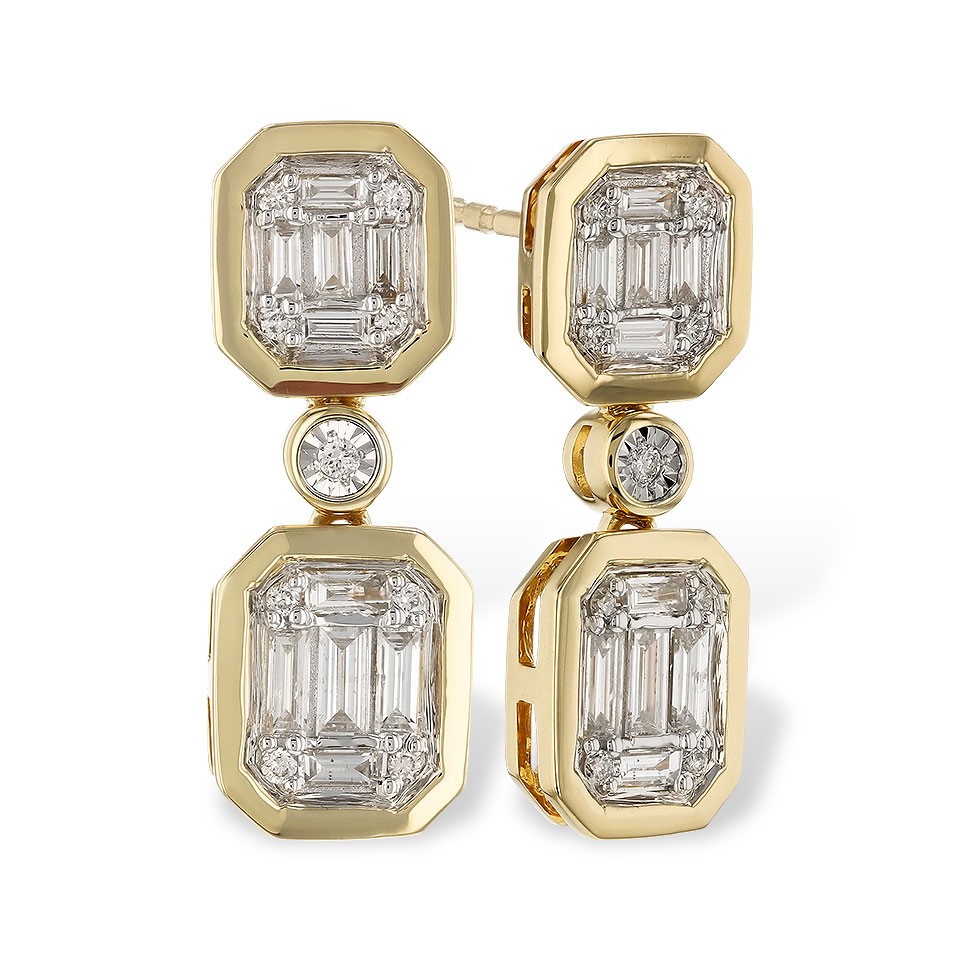 Allison Kaufman 14K Yellow Gold Diamond Dangling Earrings