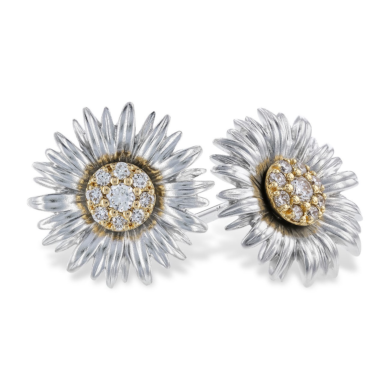 Allison Kaufman 14K Two-Tone Diamond Sunflower Earrings