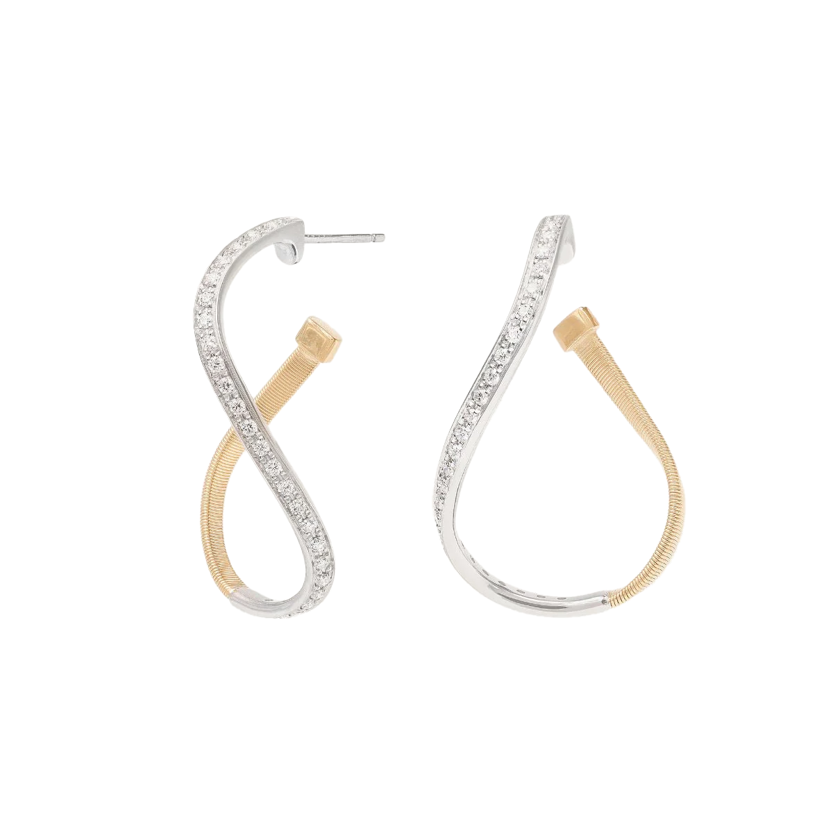 Marco Bicego 18K Two-Tone Twisted Diamond Coil Hoops