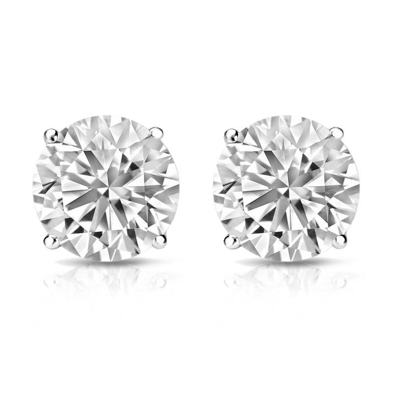 14K White Gold 4-Prong Diamond Stud Earrings