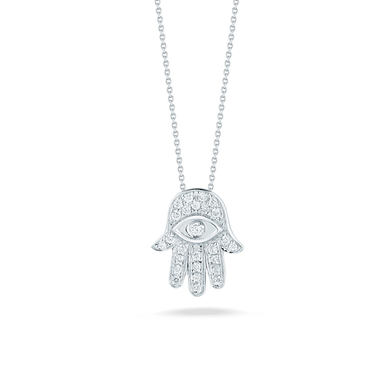 Roberto Coin 18K White Gold Hamsa Pendant with Round Diamonds 0.18 Tcw GH SI
