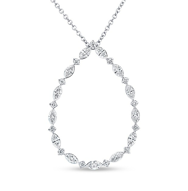 14K White Gold Diamond Pendant Necklace