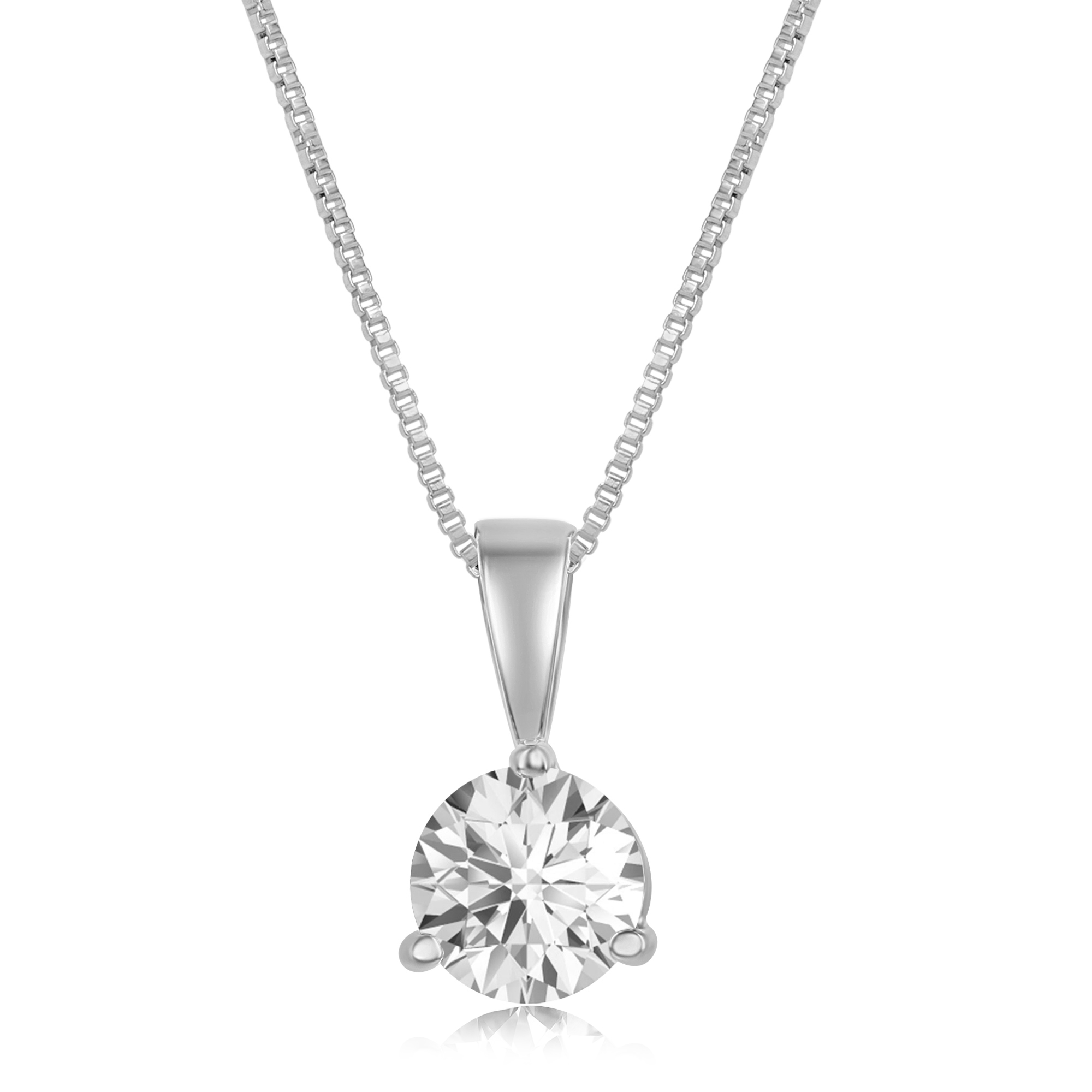 14K White Gold Pendant with 1 Round Diamond 0.33 Cts J-K Si2-I1