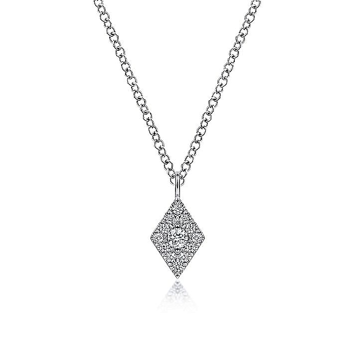 Gabriel & Co. 14K White Gold Classic Collection Pendant with 13 Round Pave Set Diamonds .09 Tcw H-I SI2
