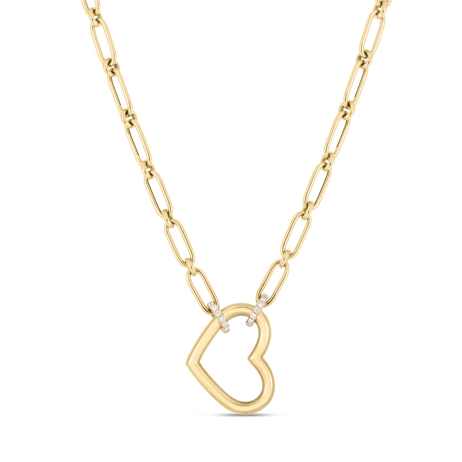 Roberto Coin 18K Yellow Gold Heart Pendant with Round Diamonds G-H SI