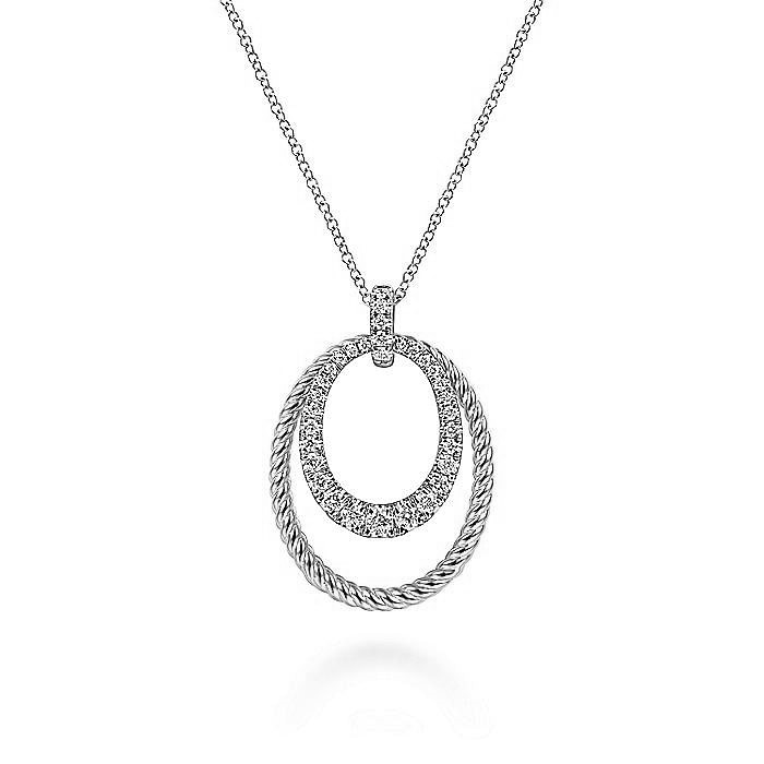 Gabriel & Co. 14K White Gold Diamond Pendants