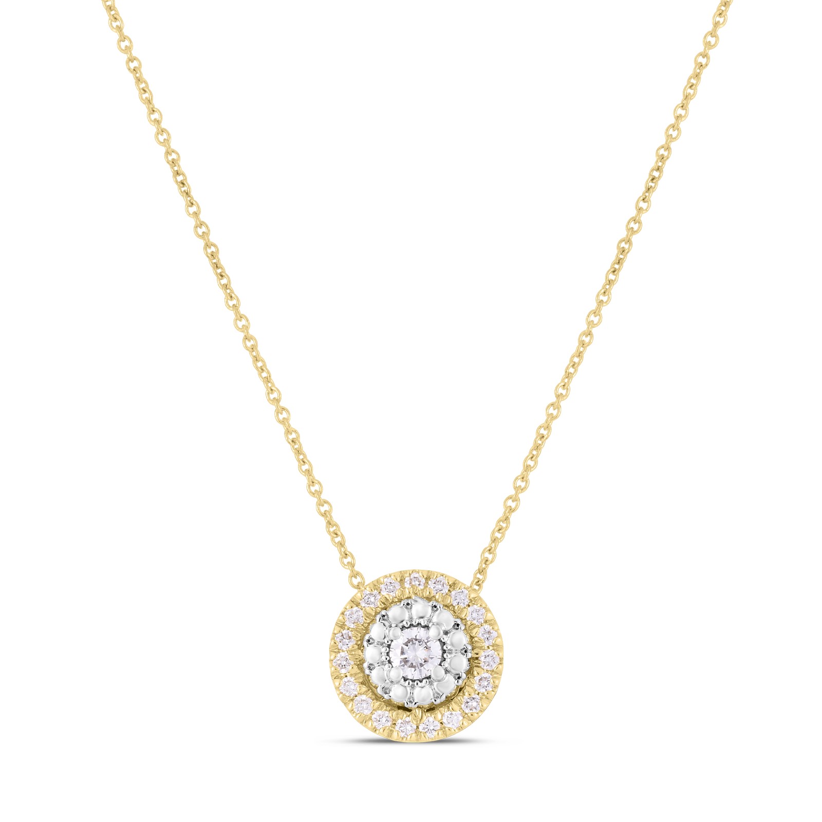 Roberto Coin 18K White & Yellow Gold Siena Dot Small Necklace with Round Brilliant Cut Diamonds 0.21 TCW G-H SI