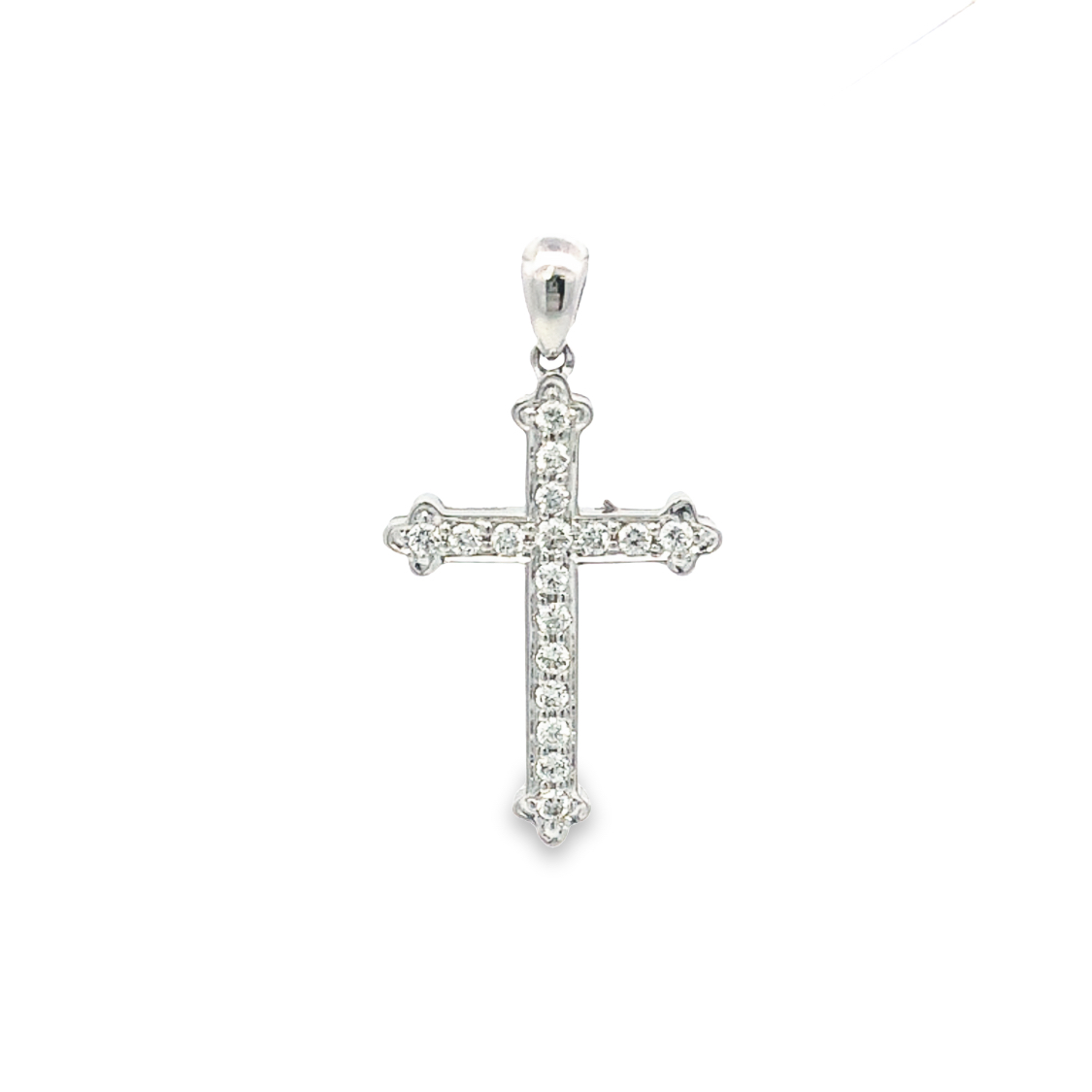 18K White Gold Diamond Cross Pendant with 17 Round Diamonds 0.23ctw G-H VS2-SI1