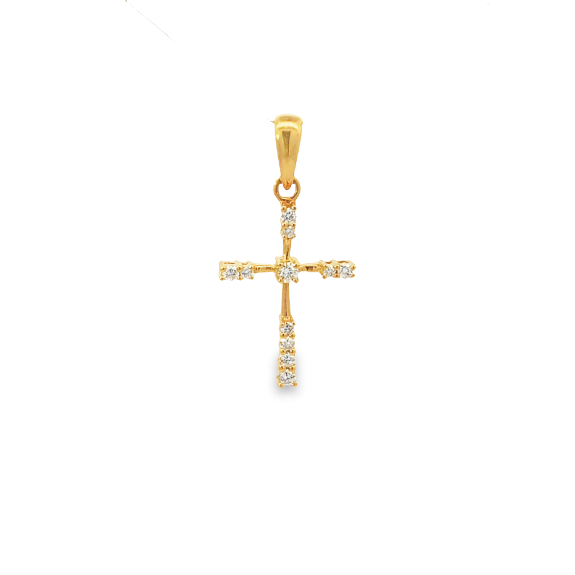18K Yellow Gold Diamond Cross Pendant