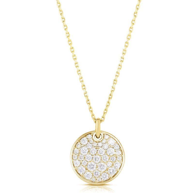 Malka 18K Yellow Gold Heart Symbol Flourescent Diamond Circle Pendant