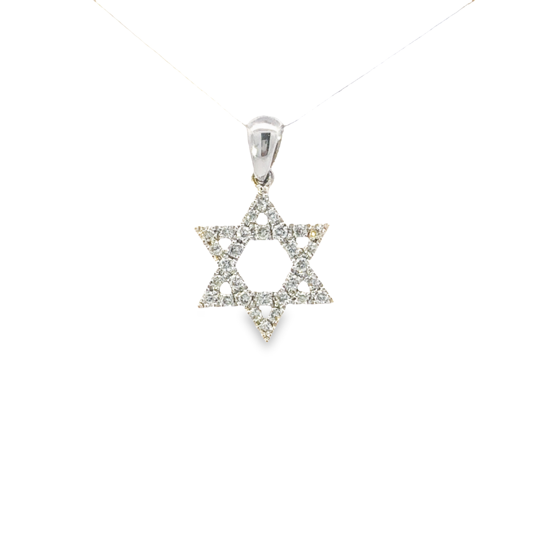18K White Gold Diamond Star of David Pendant