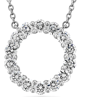 Memoire 18K White Gold Diamond Circle Necklace with 14 Round Diamonds 1.04 CTW G-H SI