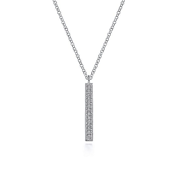 Gabriel & Co. 14K White Gold Diamond Bar Pendant Necklace