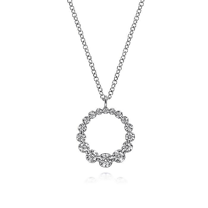 Gabriel & Co. 14K White Gold Lusso Diamond Circle Pendant Necklace