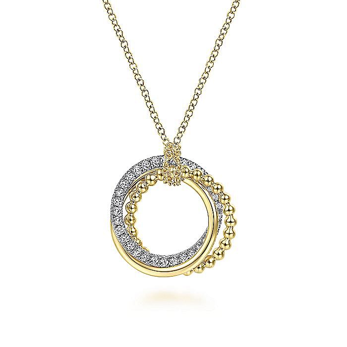 Gabriel & Co. 14K Yellow & White Gold Bujukan Diamond Interlocking Circles Pendant Necklace