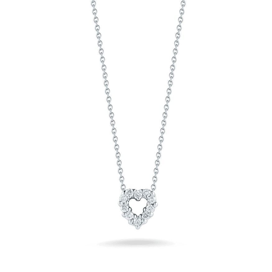 Roberto Coin 18K White Gold Tiny Treasures Heart Diamond Pendant Necklace