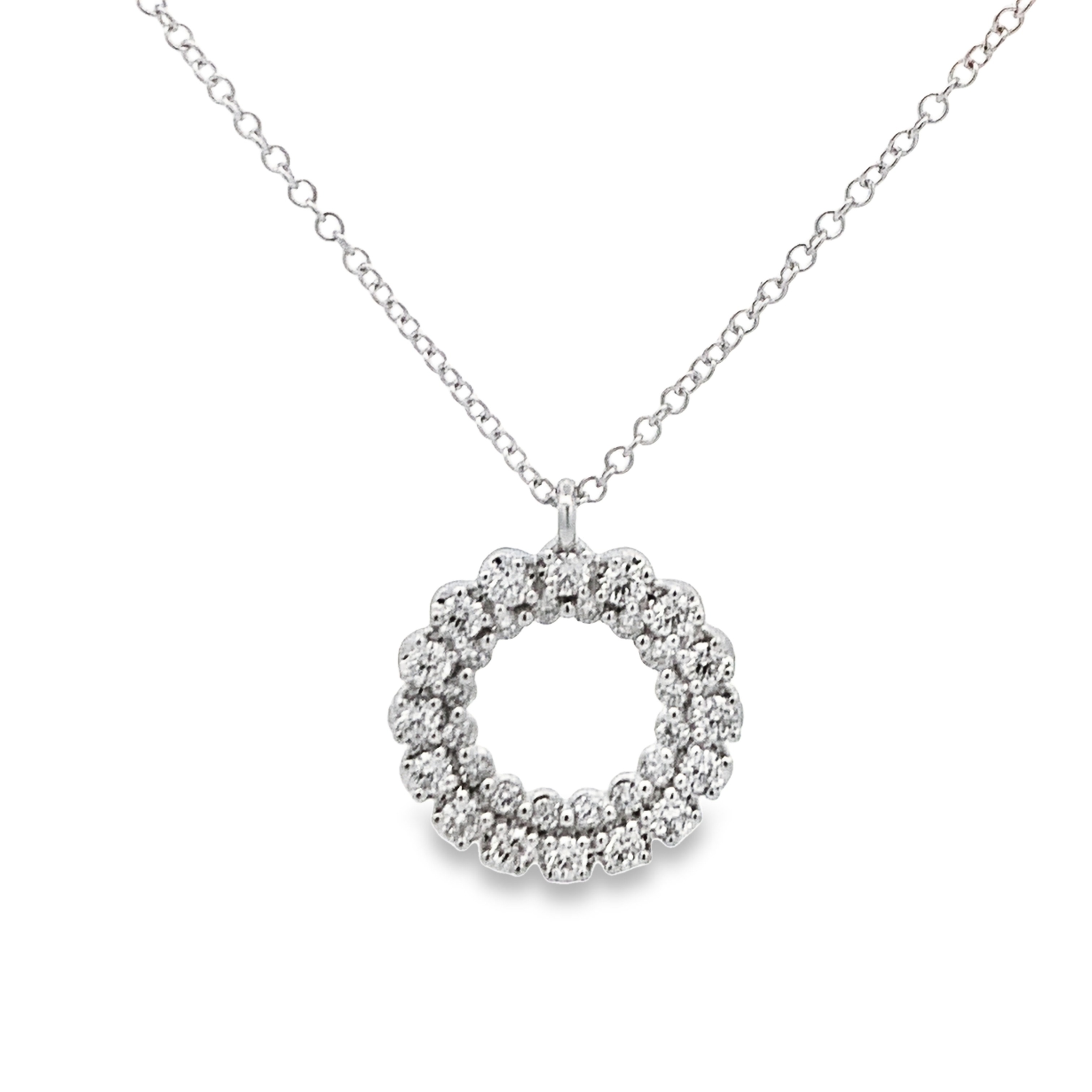 Gabriel & Co. 14K White Gold Diamond Circle Pendant Necklace
