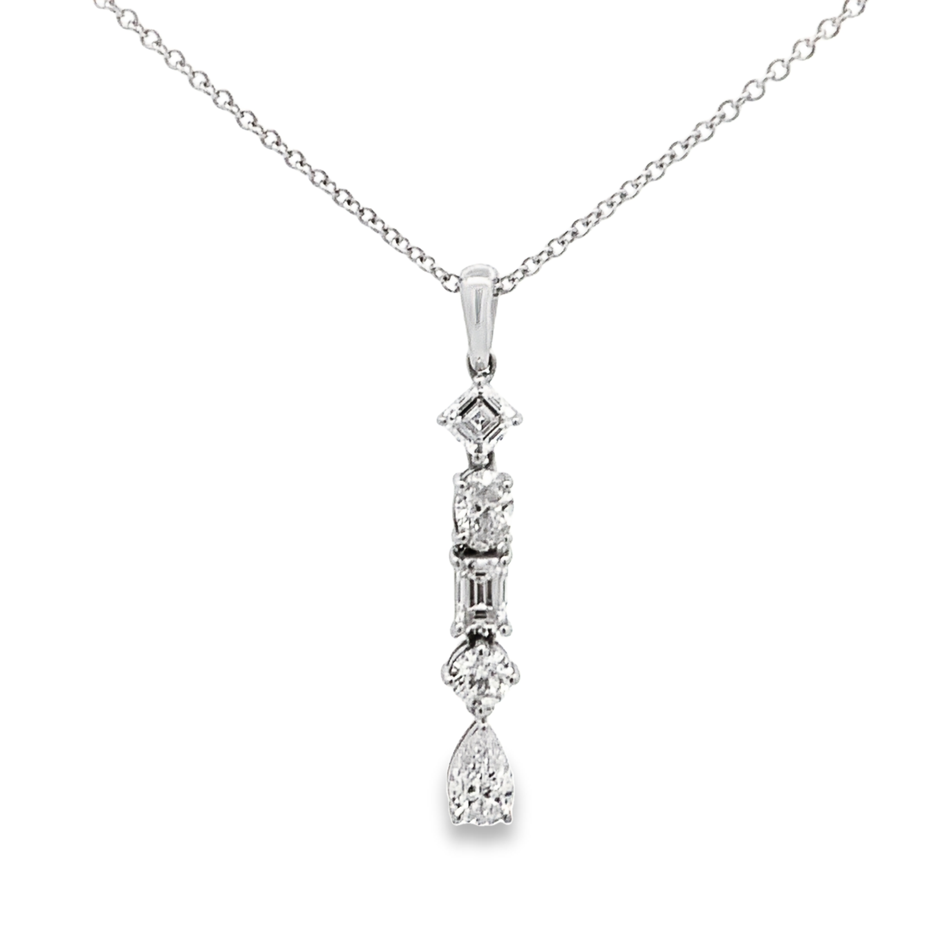 Norman Silverman 18K White Gold Fancy-Shape Diamond Pendant Necklace