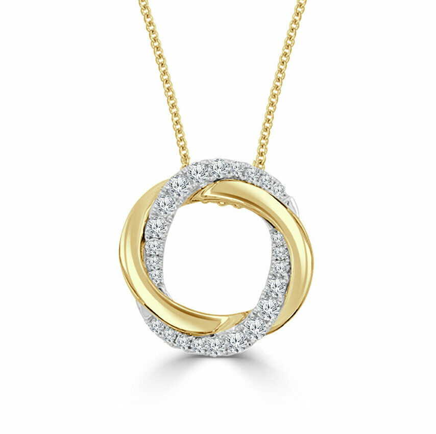 Frederic Sage 14K Yellow & White Gold Diamond Twisted Circle Pendant Necklace