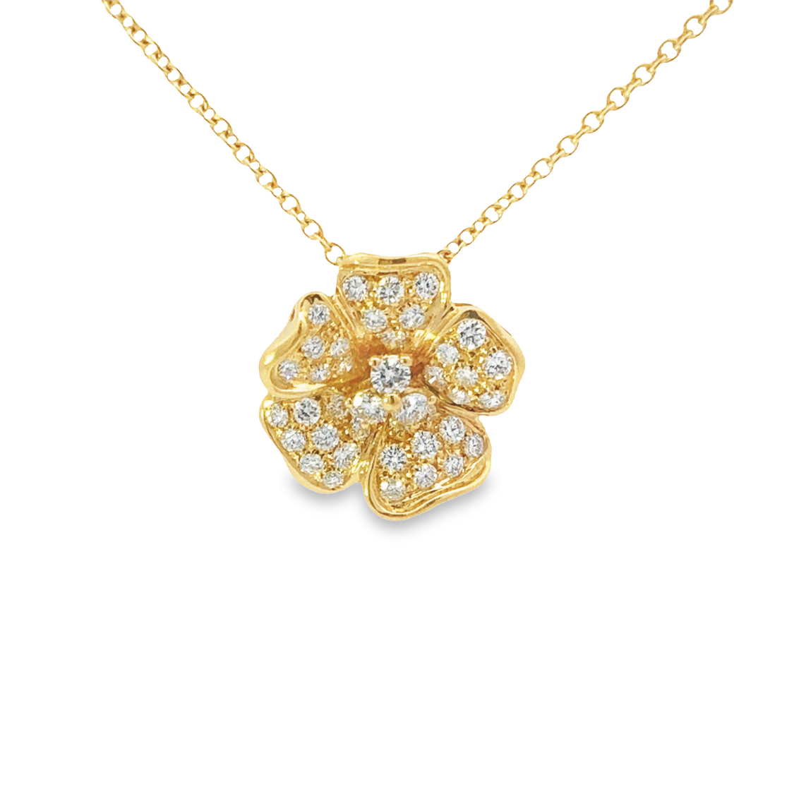 Leo Pizzo 18K Yellow Gold Diamond Flower Necklace