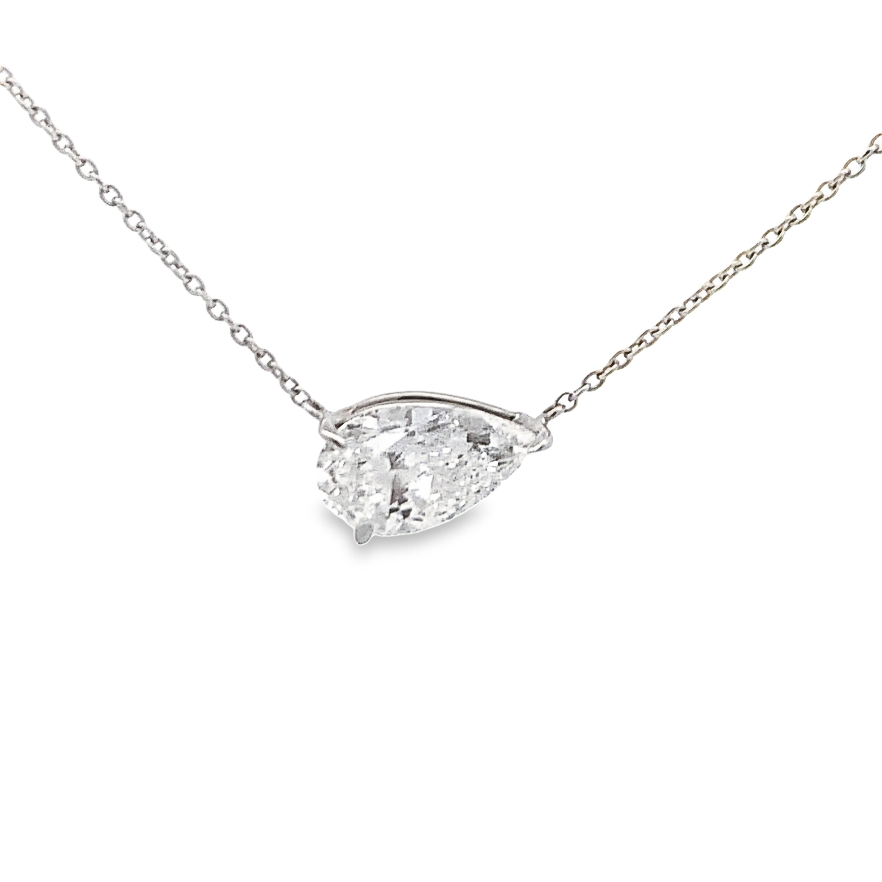 Norman Silverman 18K White Gold Diamond Solitaire Pendant Necklace 16