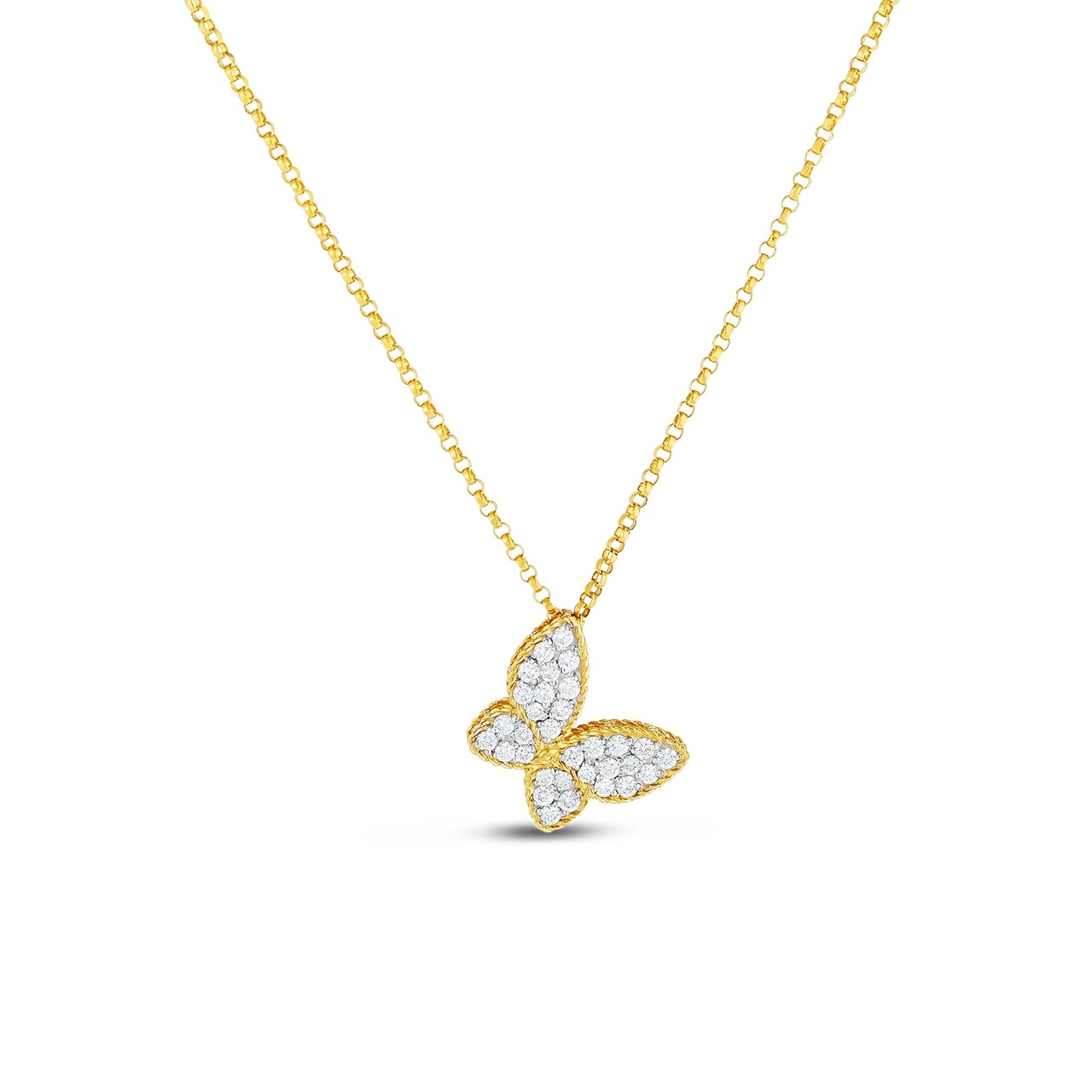 Roberto Coin 18K Yellow Gold Butterfly Diamond Pendant Necklace